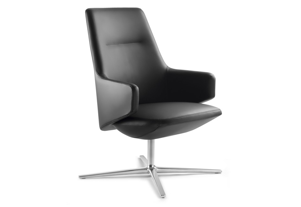 prima foto MELODY Poltrona ufficio direzionale in pelle a 4 razze con braccioli