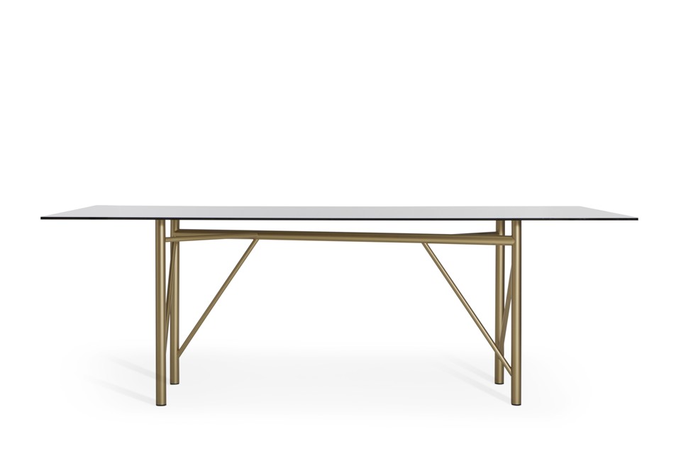 prima foto TUBOLAR Tavolo rettangolare in cristallo e metallo verniciato