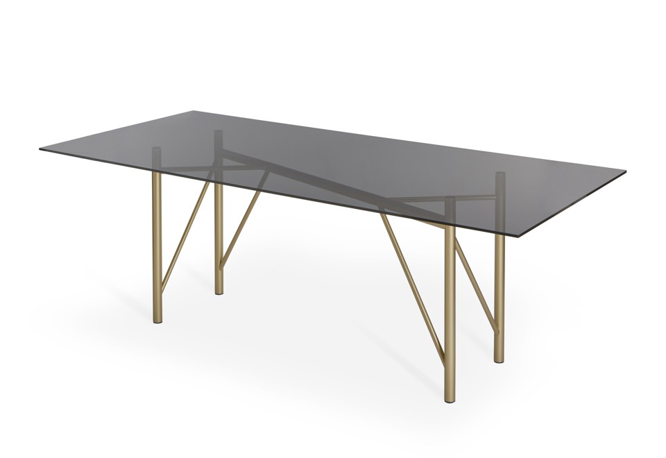 seconda foto TUBOLAR Tavolo rettangolare in cristallo e metallo verniciato