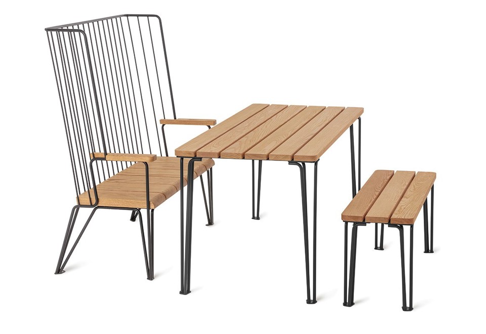 terza foto GARD Panchina in acciaio e legno con schienale